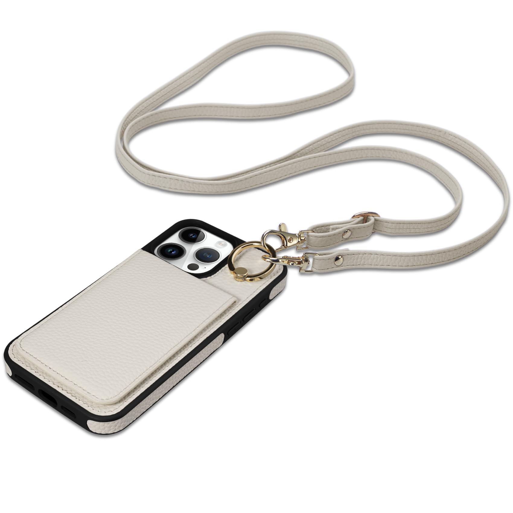Photo 1 of Keallce Case for iPhone 15 Pro Max 6.7'', Detachable Crossbody Wallet Case with RFID Blocking Card Holder, 360?Stand Ring, Flip Leather Phone Cover Lanyard Shoulder Women for iPhone 15 Pro Max, Beige