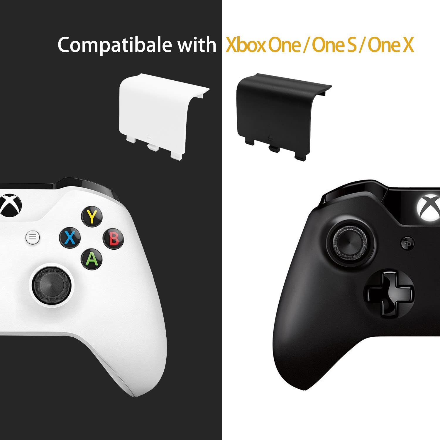 KELIFANG Replacement Battery Cover Door Compatible with Xbox One, One S, One X Controller, Battery Back Shell Repair Part Compatible with Xbox Wireless Controller (Black, White)