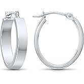 14k Gold Small Oval Flat Hoop Earrings