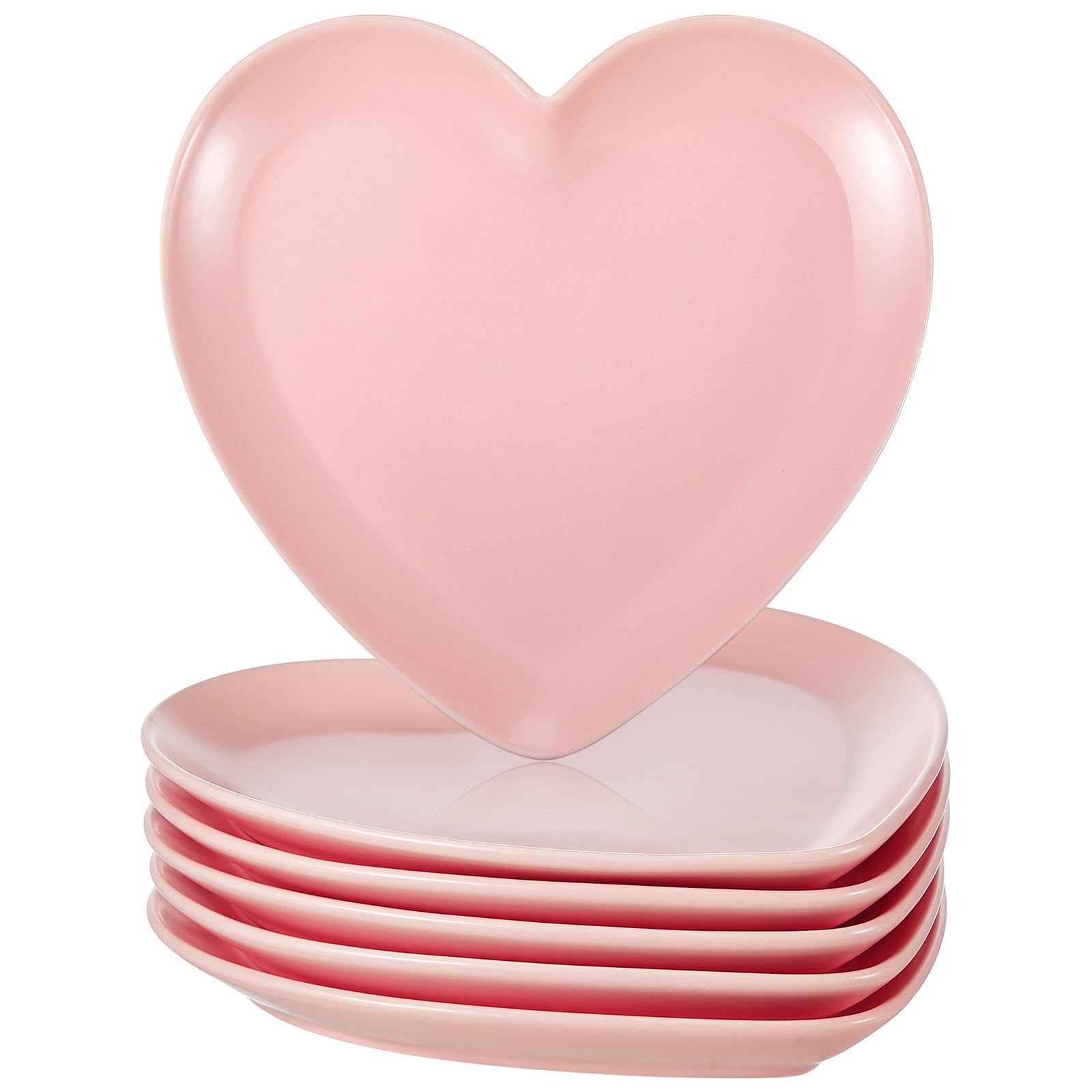Photo 1 of Suclain 12 Pcs Heart Shaped Bowl Ceramic Dinner Plates 7.4 Inch Serving Dish Saucers Plates Porcelain Salad Appetizer Plates Sushi Dipping Dessert Bowl for Christmas Valentine(Pink)
