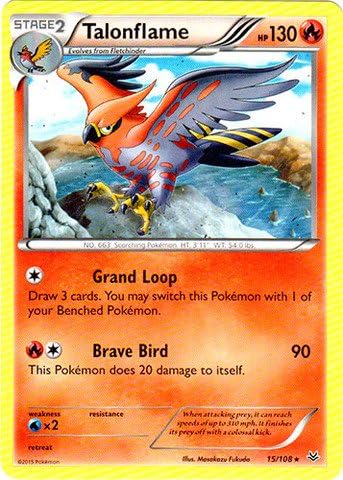 Amazon Com Pokemon Talonflame 15 108 Xy Roaring Skies Toys Games