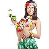 Luzly Grass Skirts for Adults Hula Skirt Plus Size Luau Dance Hawaiian Party Costume Elastic Waist Green