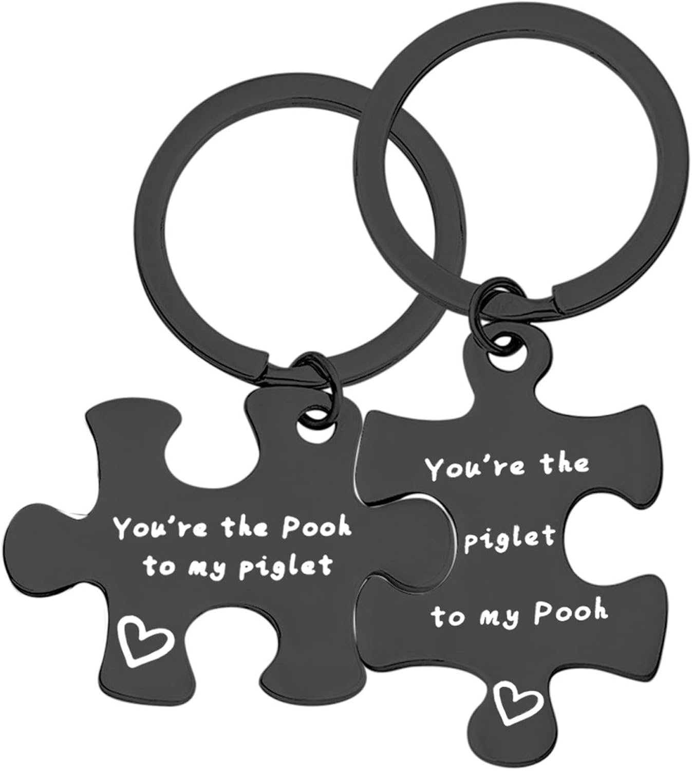 Amazon Com Seiraa Best Friend Gift Pooh Jewelry Puzzle Keychain Set Of 2 Couple Gift Pooh Gift Friendship Keychain Black Pooh Keychain Clothing