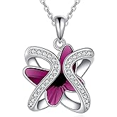 AINFQY Crystal Necklace 925 Sterling Silver Crystal Pendant Necklace for Women Gift for Women