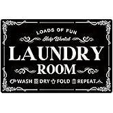 Laundry Room Tin Signs Loads of Fun Retro Laundry Metal Signs Wall Decor Laundry Rules Hanging Plaque Printed Accessories Dec