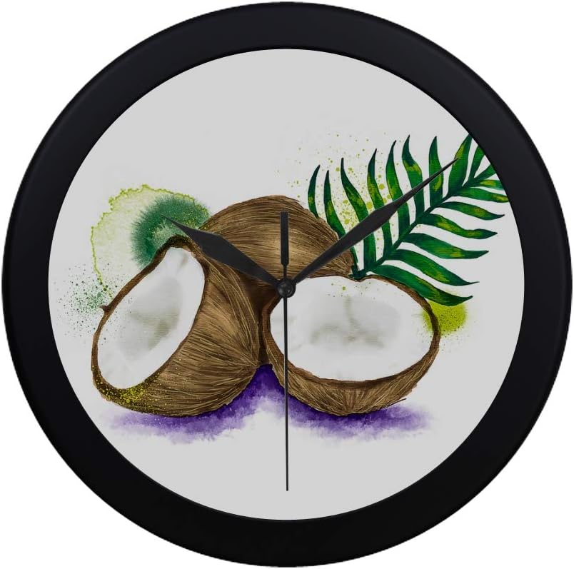 Chawzie Modern Simple Tropical Summer Coconut Fruit Wall Clock Indoor Movement Wall Clcok for Office,Bathroom,livingroom Decorative 9.65 Inch