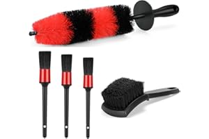 Fitosy Car Wheel Rim Tire Brush Set, Detailing Wash Kit, Long Soft Detail Brushes Accessories for Automotive Cleaning Wheels, Interior,Exterior,Dirty Tires
