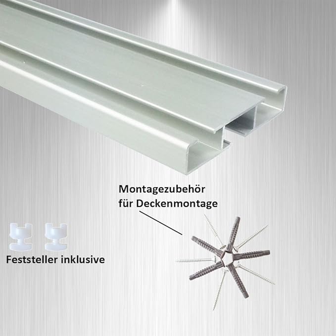 Gönenc Alu Aluminium Gardinenschiene mit Montage Set 2 läufig bis 5m für Deckenmontage … (260cm (zwei teilig inkl. Verbinder)