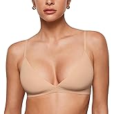 INLYRIC Women's Inbarely Triangle Bralette Plunge Unlined Seamless Bra No Underwire Sexy Comfortable Everyday