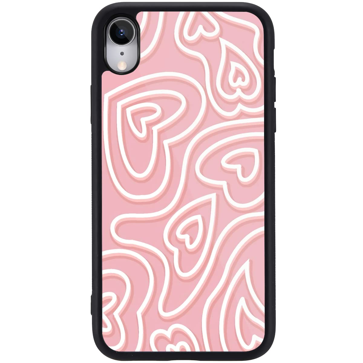 MAYCARI Compatible with iPhone 7/8/SE 2020 Case for Girls Women Children Pink Love Heart, Girly Aesthetic Pattern with Soft TPU Hard Back Protective Case for iPhone 7/8/SE 2020 — image 1