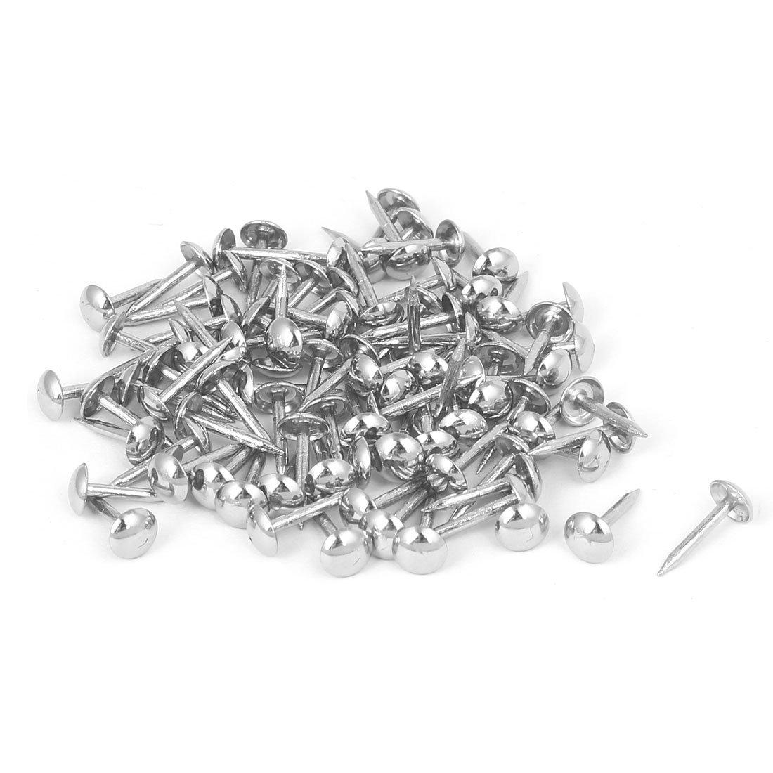 sourcingmap Home Furniture 6mm x 14mm Upholstery Thumb Tack Nail Push Pin Silver Tone 100pcs