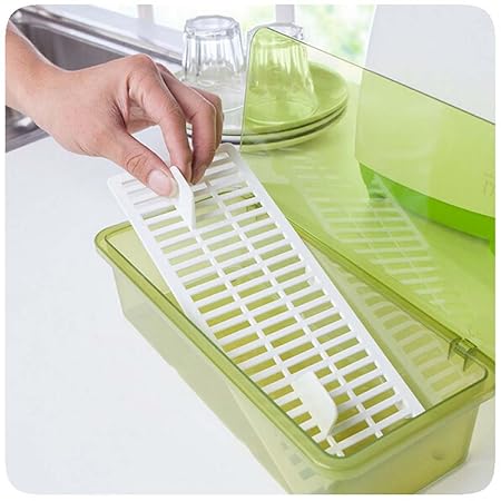 Amazon.com: AIYoo Flatware Tray Kitchen Drawer Organizer With Lid And Drainer - Plastic Kitchen Cutlery Tray and Utensil Storage Container with Cover ...
