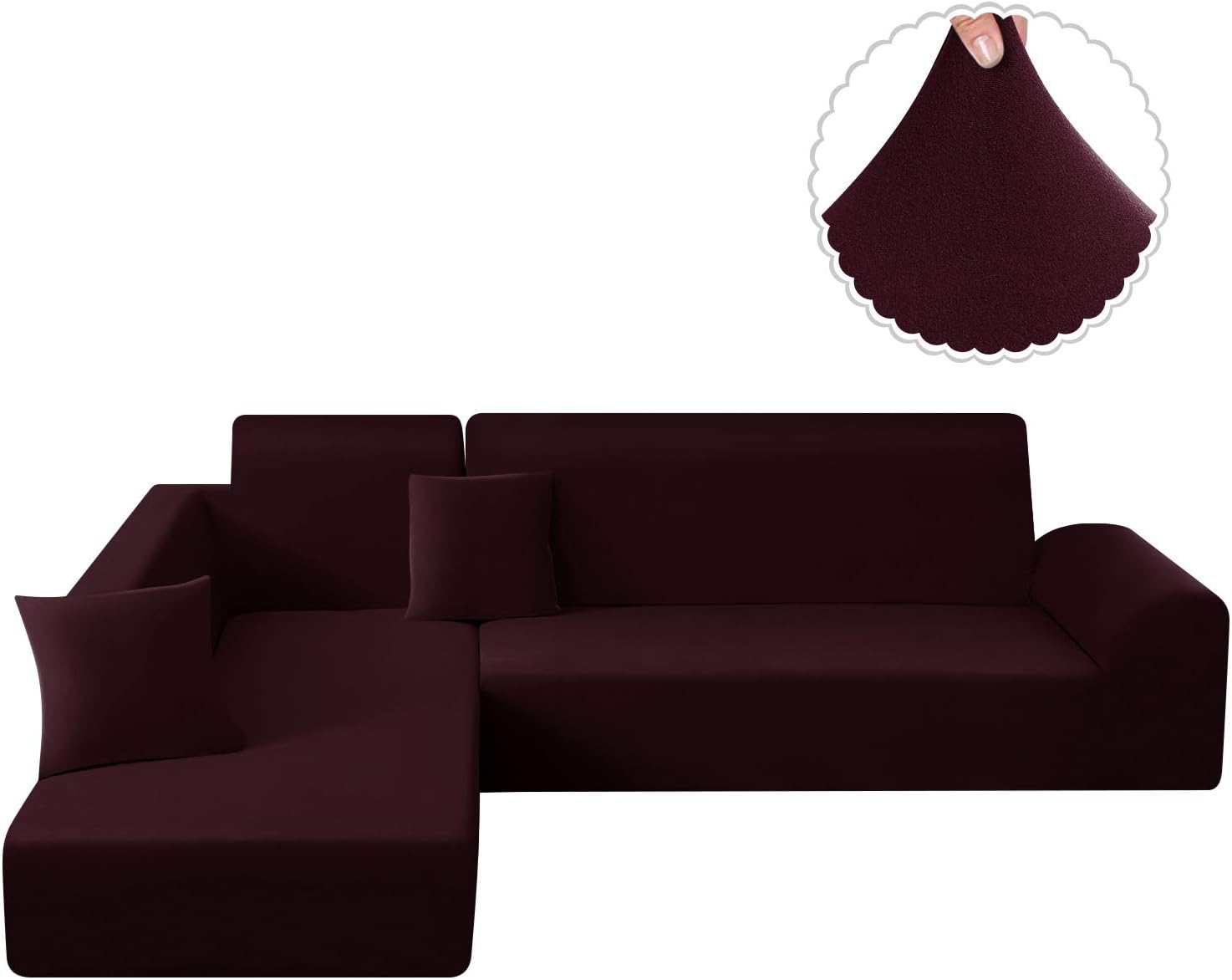 TAOCOCO Sectional Couch Covers 2pcs L-Shaped Sofa Covers Softness Furniture Slipcovers with 2pcs Pillowcases L-Type Polyester Fabric Stretch Sofa Covers 3 Seats +3 Seats (Lead Grey): Kitchen & Dining