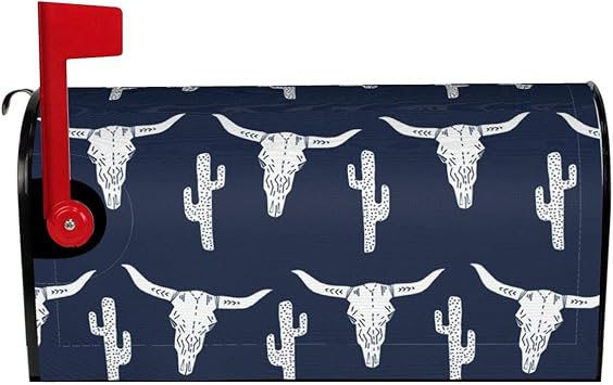 Buzón cubre grandes calaveras de vaca de cráneo de cuerno largo de