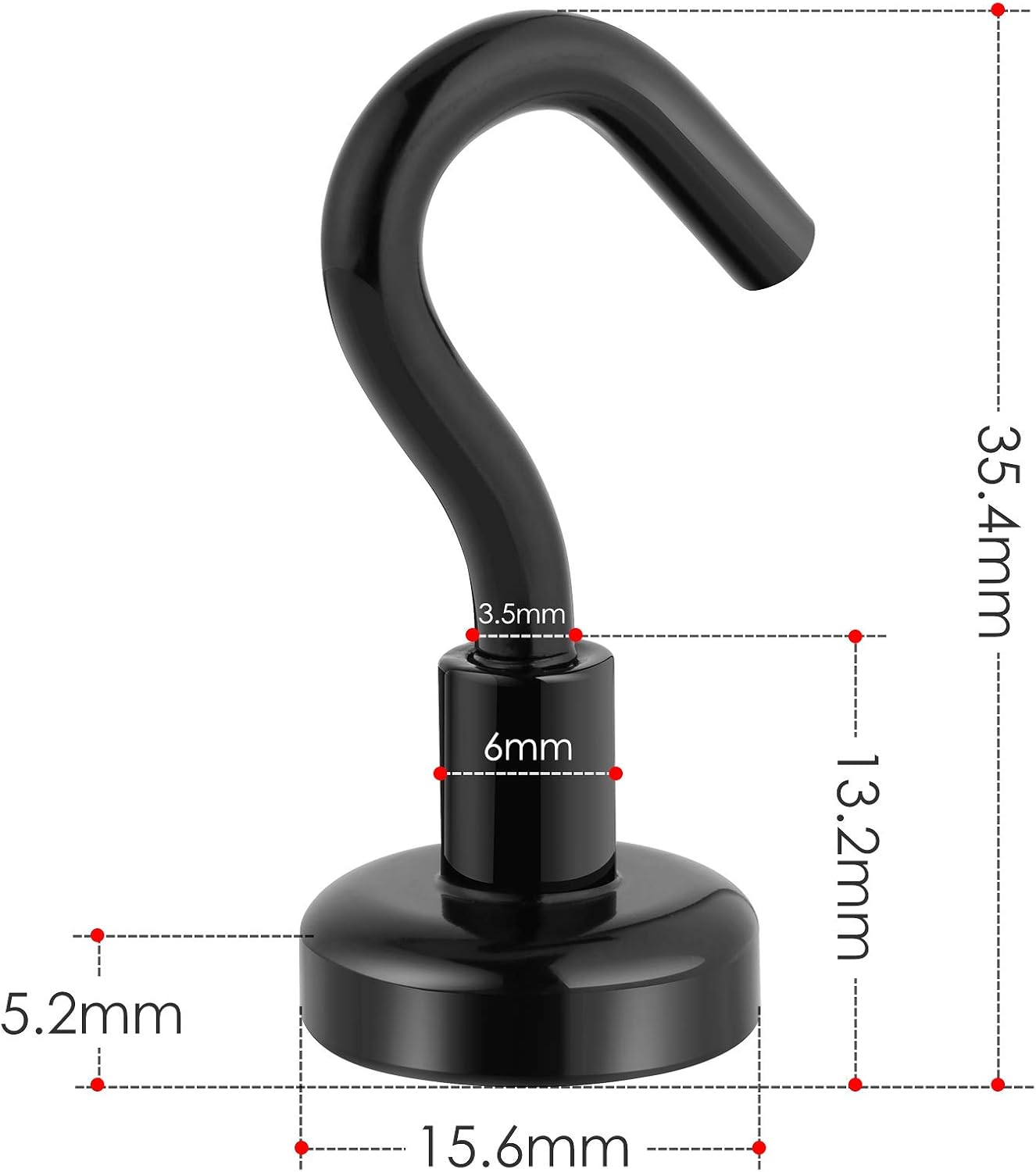 Hooks 8KG (18LBS) Hook,8PCS Black Hook Heavy Duty for Fridge Keys