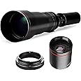 Long-Range 650mm-2600mm f/8 Telephoto Zoom Lens for Nikon DF, D90, D3200, D3300, D5000, D5100, D5200, D5300, D5500, D7000, D7100, D7200, D300, D300s, D600, D610, D700, D750, D800, D800e, D810, D810A