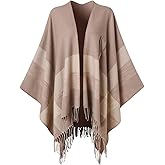 Ferand Women's Elegant Shawl Wraps Plaid Fringe Poncho Cozy Soft Blanket Scarf for Fall Winter
