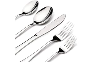 ACNUSIK 60 Piece Silverware Set for 12, Heavy Duty Stainless Steel Flatware Utensils Cutlery Set Including Steak Knife Fork and Spoon, Dishwasher Safe, Gift Package for Wedding Housewarming