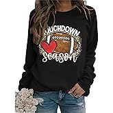 BUNDMAN game day sweatshirt women, Women's Funny Letter Printed Graphic Sweatshirt Long Sleeve Neck Pullover