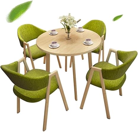 Amazon ダイニングセット 食卓セット 小さなスペースのキッチン用 ダイニングテーブルセット テーブルと椅子 コンビネーションシンプルでモダンなラウンドテーブルと椅子を交渉 小さなテーブル 椅子4バルコニー モダンデザインテーブルと椅子セット Color Green