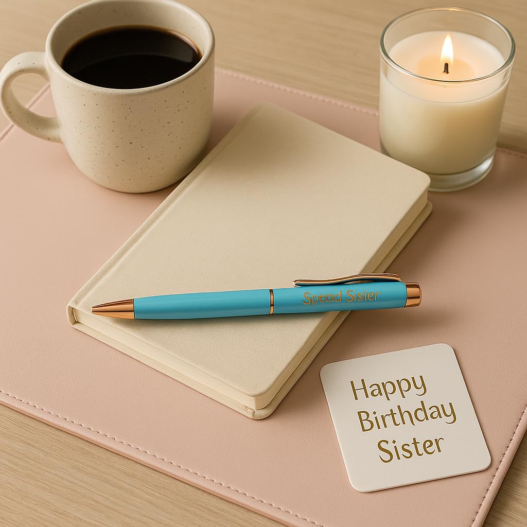 Sterling Effectz Special Sister Personalised Pen in Beautiful Gift Box – Twistable Ballpoint Pen, Black Ink, Elegant Blue Design, Gift for Sisters