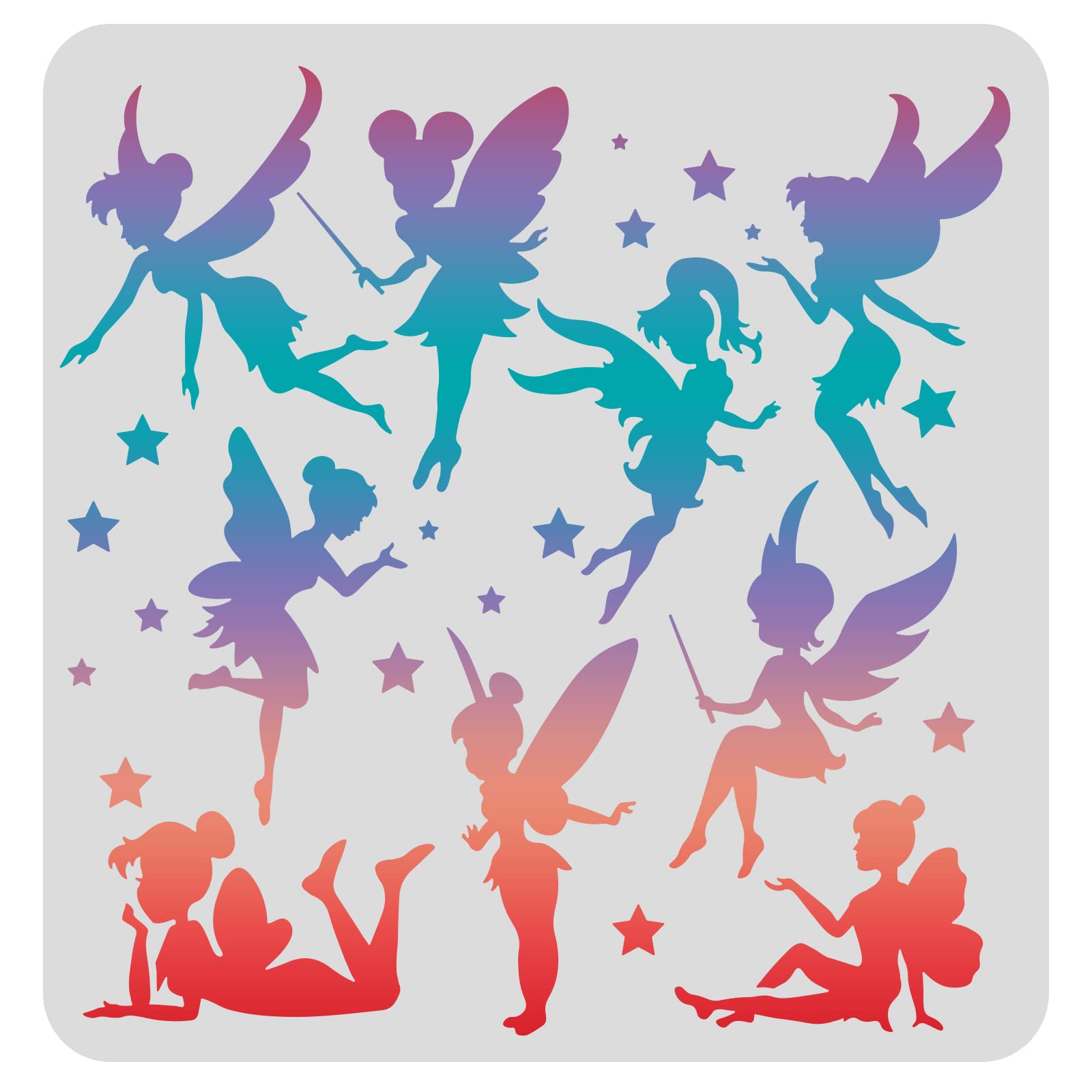 FINGERINSPIRE Little Fairy Drawing Painting Stencils Templates 30x30cm Fairy Pattern Plastic Stencils Decoration Rectangle Reusable Stencils for Painting on Wood, Floor, Wall and Fabric