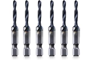 Kraftek 8-32NC Combination Drill and Tap Bit Set, Ultra TiAlN Coating M2 Drill Tap Set for One-Step Drilling, Tapping, and Deburring, 8-32NC 6pack