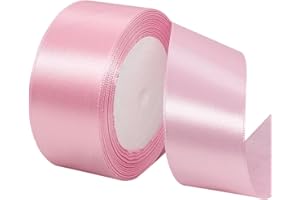 XMASOLD Pink Ribbon 1-1/2 Inch, 25 Yards Solid Satin Fabric Ribbons for Christmas Gift Wrapping, Christmas Garland, Christmas Tree Ornaments, Bows Making, DIY Crafts, Sewing Projects and Wedding Party