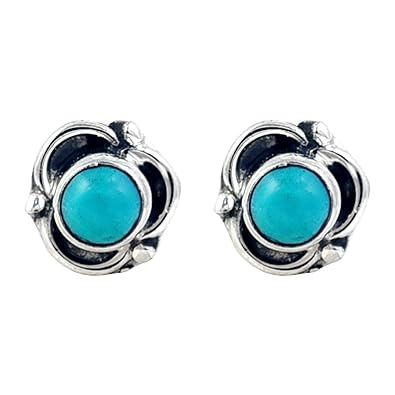 Buy Silvertree925 Turquoise Gemstone Stud Earrings Pure Sterling