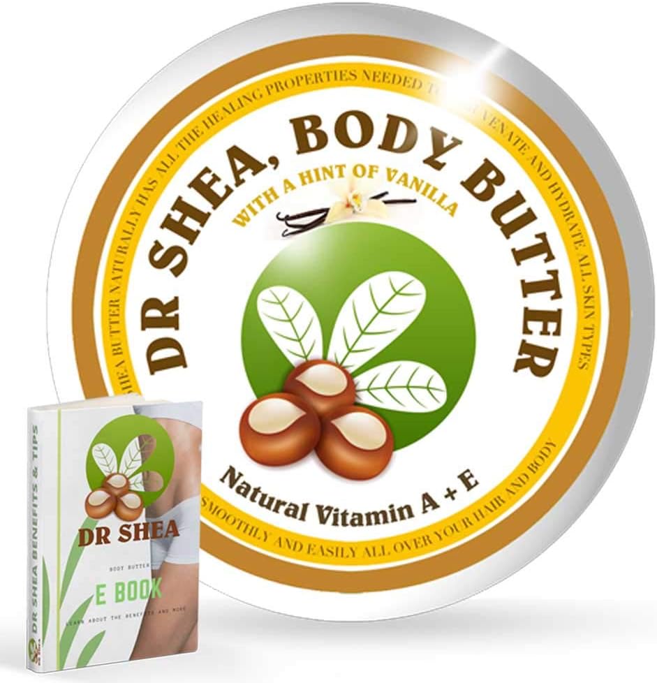 Dr Shea Whipped Vanilla Body Butter (200ml), Intense 24H Hydration & Firming Glow, 100% Natural Raw Shea Butter & Almond Oil