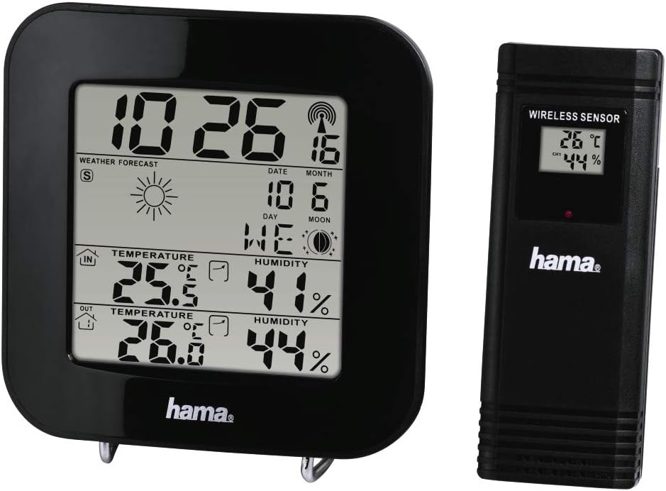 Hama EWS-200 Black Battery - Weather Station (Black, Battery)