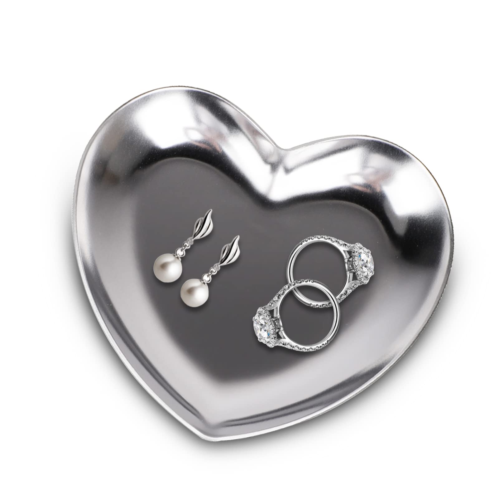 Small Trinket Tray 3.4x3.5inch Jewelry Tray Jewelry Holder Display Stainless Steel Decorative Ring Dish Organizer Small Trinket Pallet Candle Necklace Display Decor