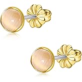 Limerencia Titanium Earrings, 20G 6mm Hypoallergenic Cat's Eye Butterfly Back Earrings for Sensitive Ears, Implant Grade Pure G23 Titanium Studs, Jelly Gold Tone, Minimalist Stud Earrings for Women