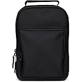 RAINS Book Daypack Large Black Laptop Backpack for Men and Women, Waterproof Black Minimalist Commuter Bag with 15”-16"