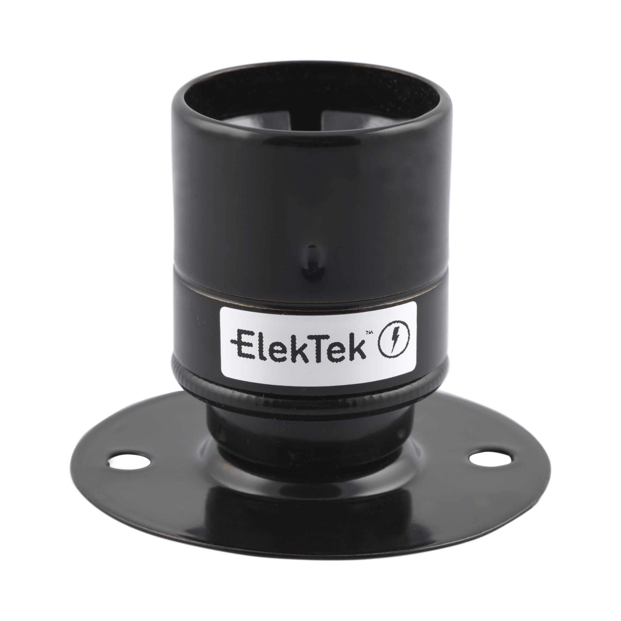 ElekTek ES E27 Batten Lamp Bulb Holder with Plain Skirt Ideal for Vintage Filament Bulbs Jet Black