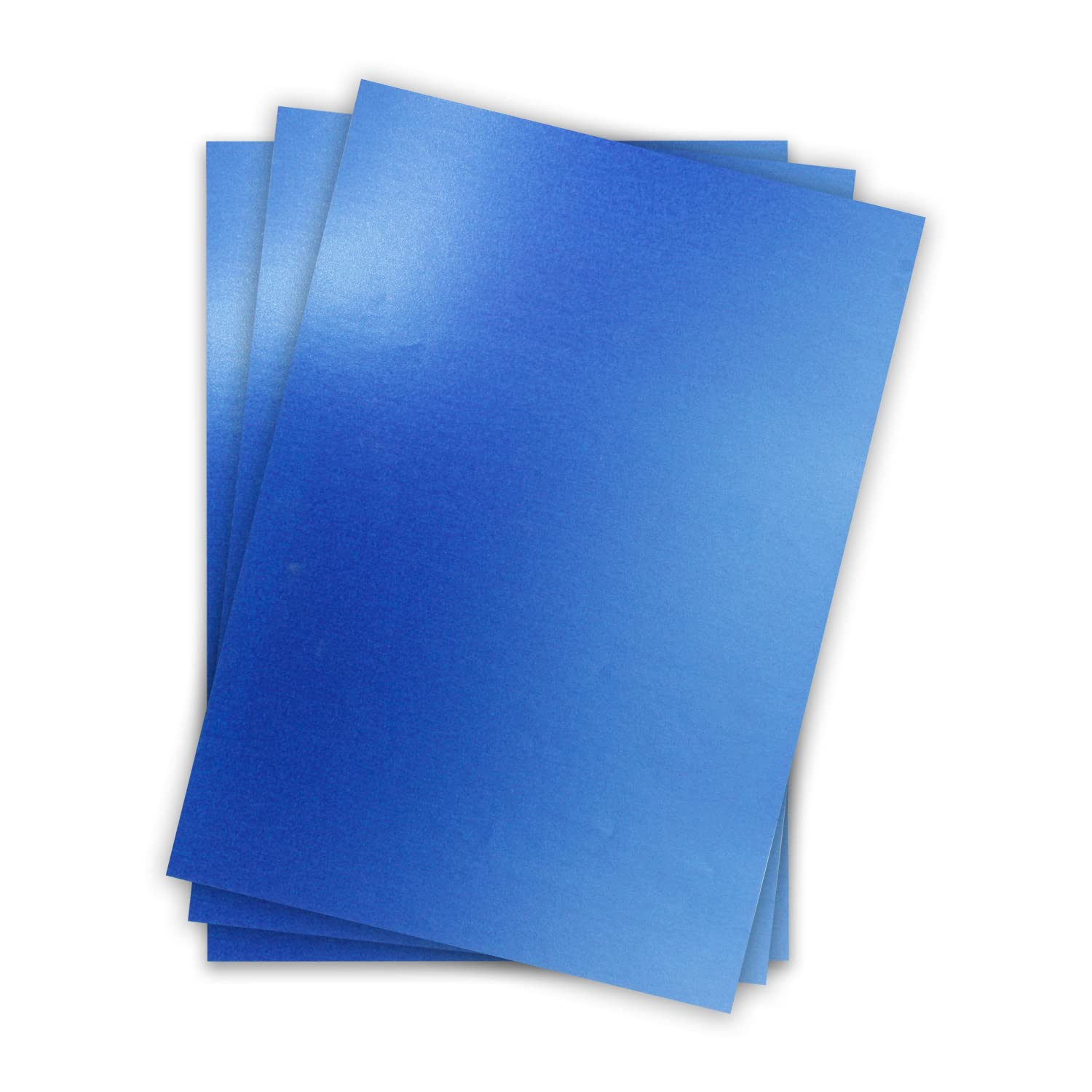 Metallic paper DIN A4 21.0 x 29.7 cm - Blue Metallic - 15 pieces - glossy craft paper 90 g m² - White back - for invitations, weddings — image 1