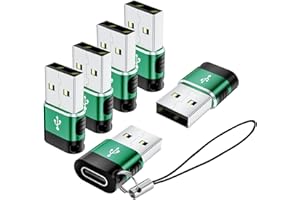 BaseNew USB to Type C Adapter 6 Pack,USBA to USB C Adapter,Type C Female to A Male OTG Converter Support Data Sync and Charging,USB Adaptor for iPhone 15 14 13,MacBook,iPad,Charger,Green