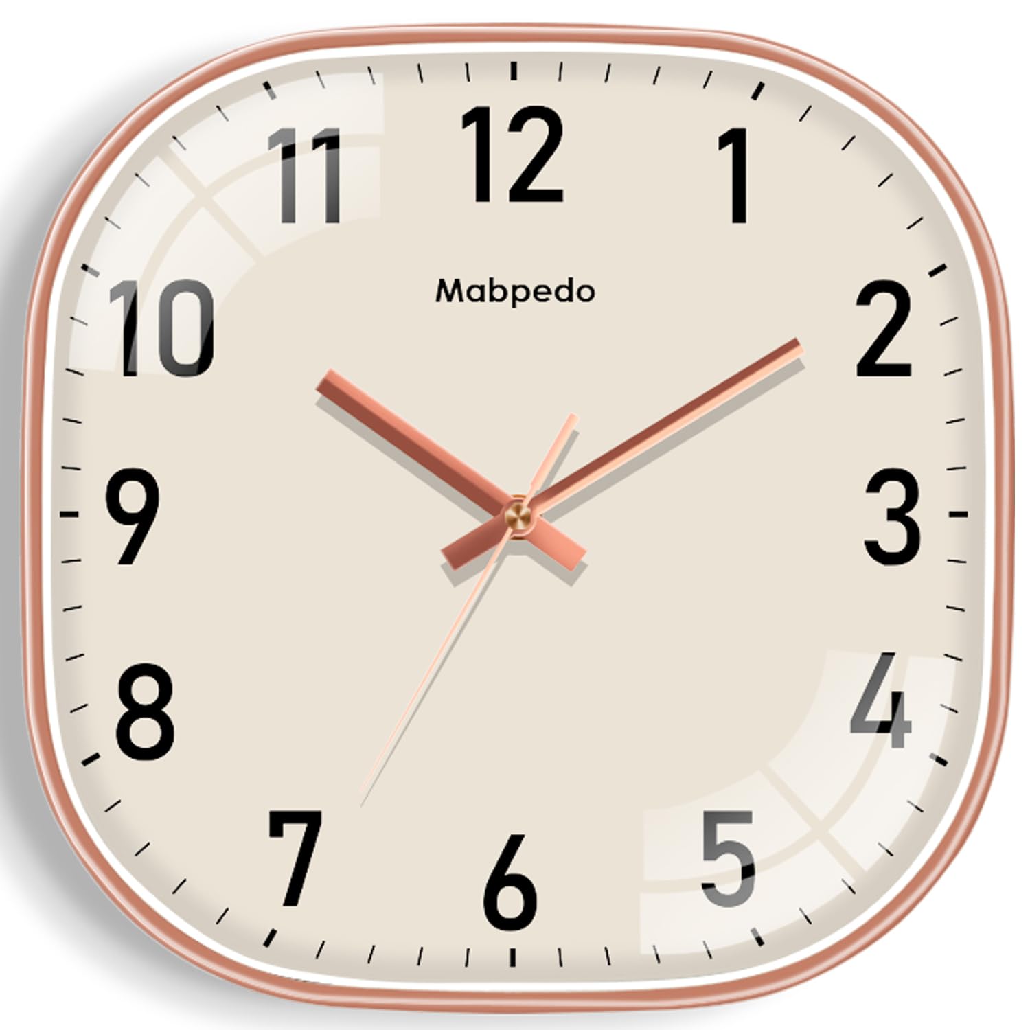 Photo 1 of Mabpedo 10 Inch Wall Clock, Silent Non Ticking Wall Clocks Battery Operated, Square Analog Decorative Wall Clocks for Bedroom Living Room Office Home Gym Porch Decor Indoor Outdoor Clock, Rose Gold