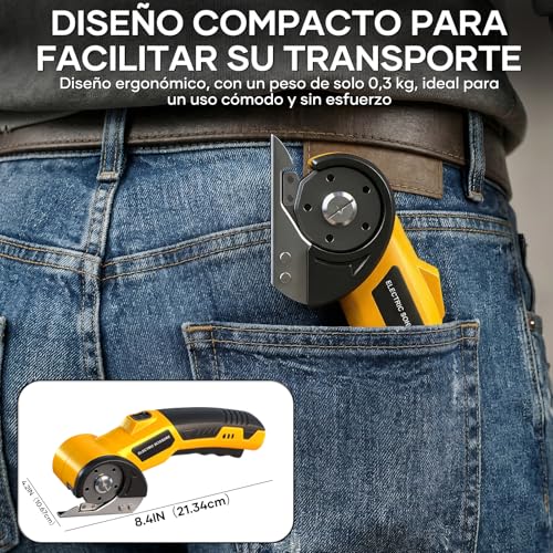 Kayoosi Tijeras Eléctricas Inalámbricas Recargables con 3 Cuchillas de Recambio, Tijeras para Tela con Interruptor de Seguridad, Cortador de Carton, Aptas para Plástico, Cuero, Textiles, Cartón.