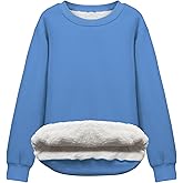 Flygo Women's Sherpa Lined Fleece Crewneck Pullover Sweatshirts Casual Winter Warm Sweatshirt