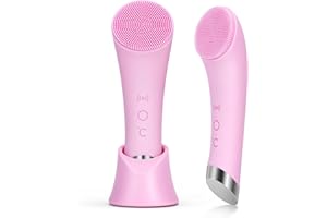 PRITECH Facial Cleansing Brush, Rechargeable Silicone Face Scrubber with Heat Massage End, Vibrating Exfoliator Scrubber for 