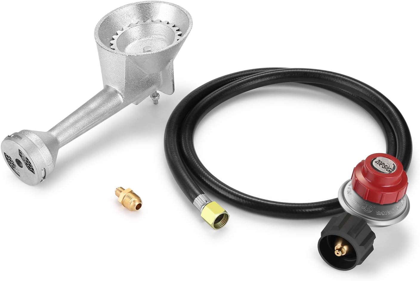 WADEO High Pressure Cast-Iron Round Burner Head, Propane Burner Head with 4FT 20 PSI Adjustable High Pressure Propane Regulator with Hose and Brass Fitting : Garden & Outdoor
