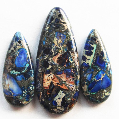 3pcs Beautiful Blue Sea Sediment Jasper Pyrite Teardrop Bead Set Buy Online In Kenya At Desertcart