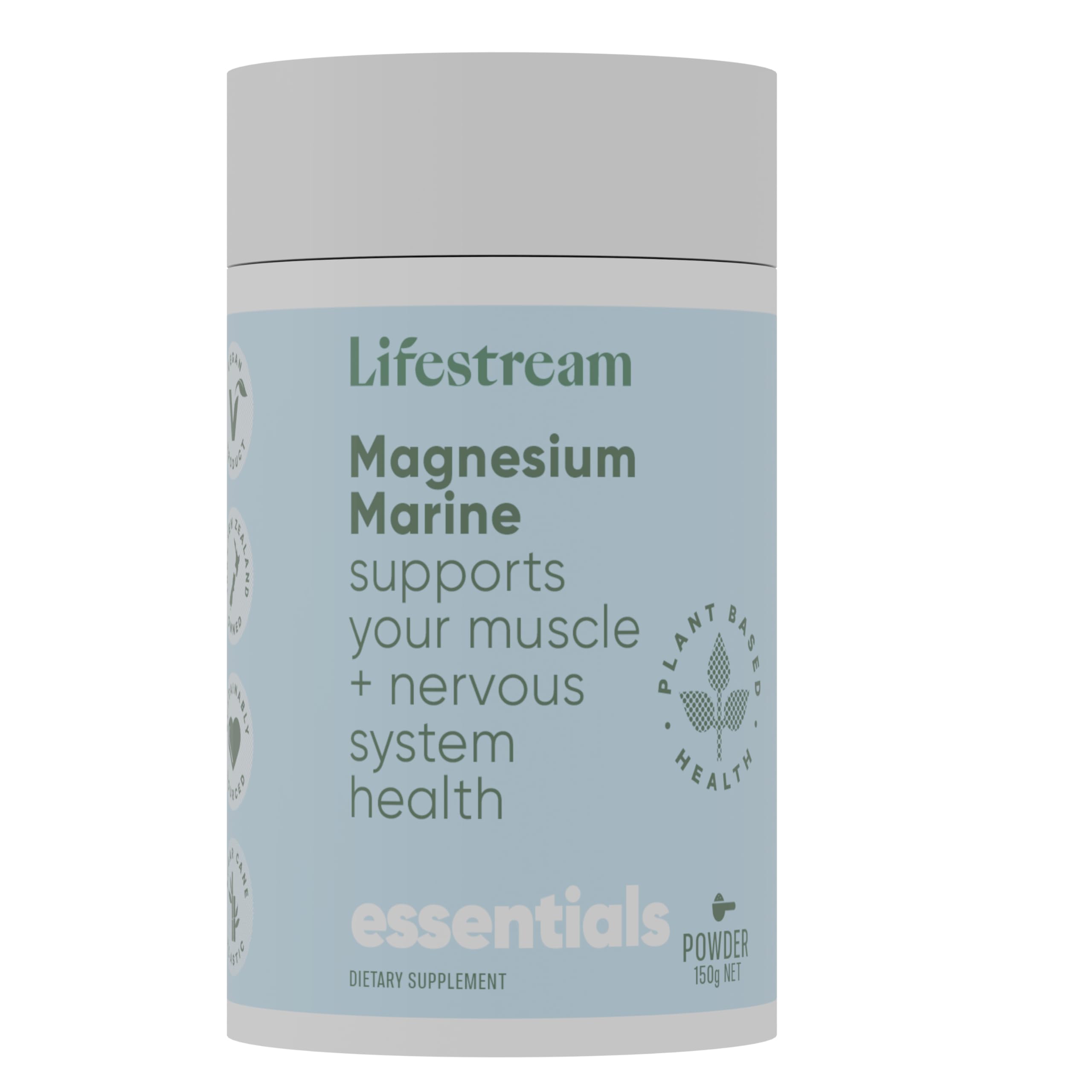 Natural Magnesium Powder 150g from Lifestream, Supports Muscle and Nerve Function, Easily Absorbed, Sleep Aid, 350mg Per Serving, Vegan, Pure Sustainable Marine Source, Magnesium Hydroxide