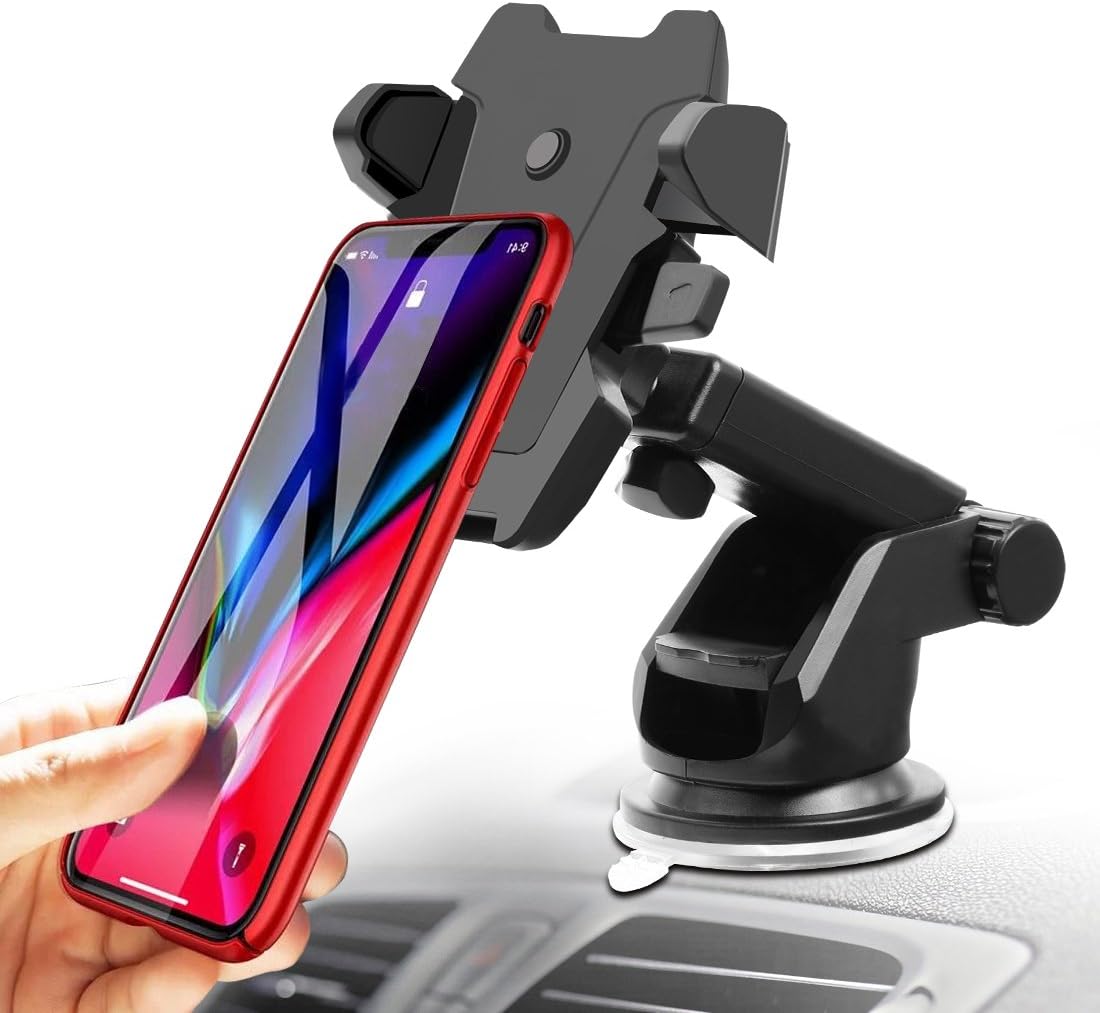 Car Mount Holder, MANORDS Long Neck One Touch Phone Holder for Car Compatible iPhone x, 8, 7/7 Plus,6s, Samsung Galaxy S8 S7 S6/LG/Sony and More