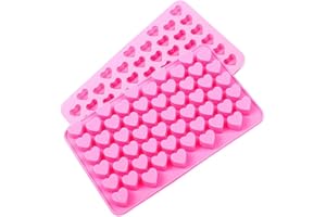 SOSOHOME Silicone Mini Heart 55-Cavity Molds for Baking, Heart Shape Ice Cube Candy Chocolate Mold, Valentine Candy Molds, Pack of 2