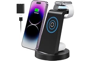 REDKJY 3 in 1 Charging Station for Apple Device, Wireless Charger for iPhone 16e 16 15 14 13 12 11 Pro Max & Apple Watch iwatch- Charging Stand Dock for AirPods