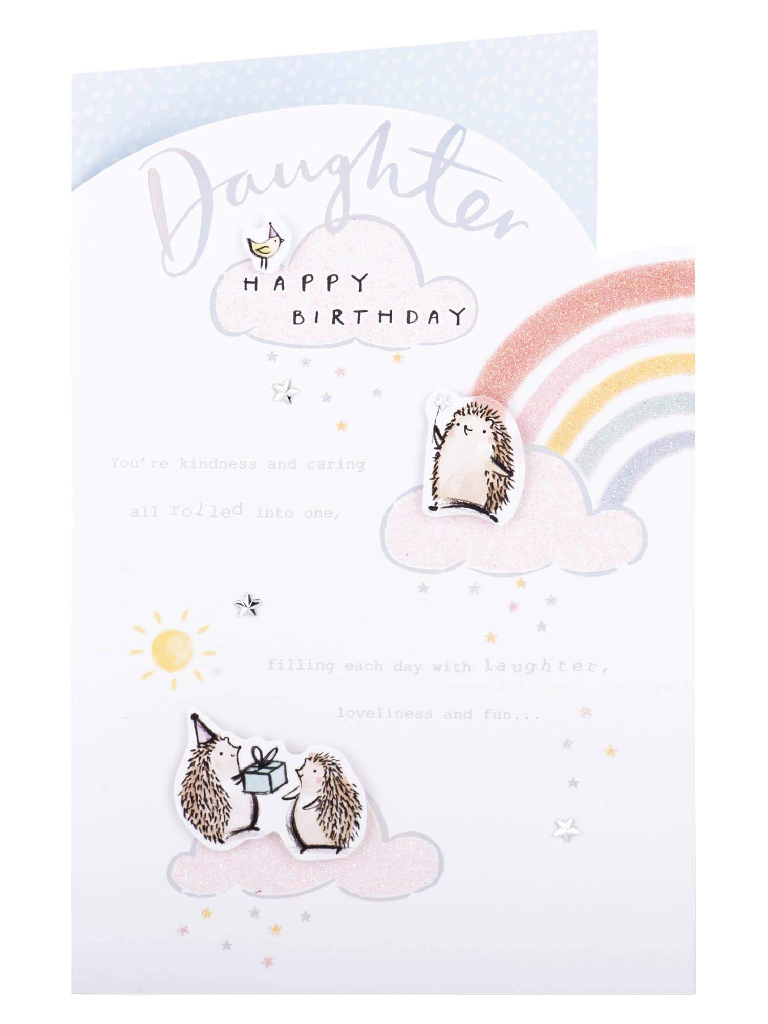 Clintons: Hedgies And Rainbow Daughter Birthday Card 149x229mm, multi, 1149741