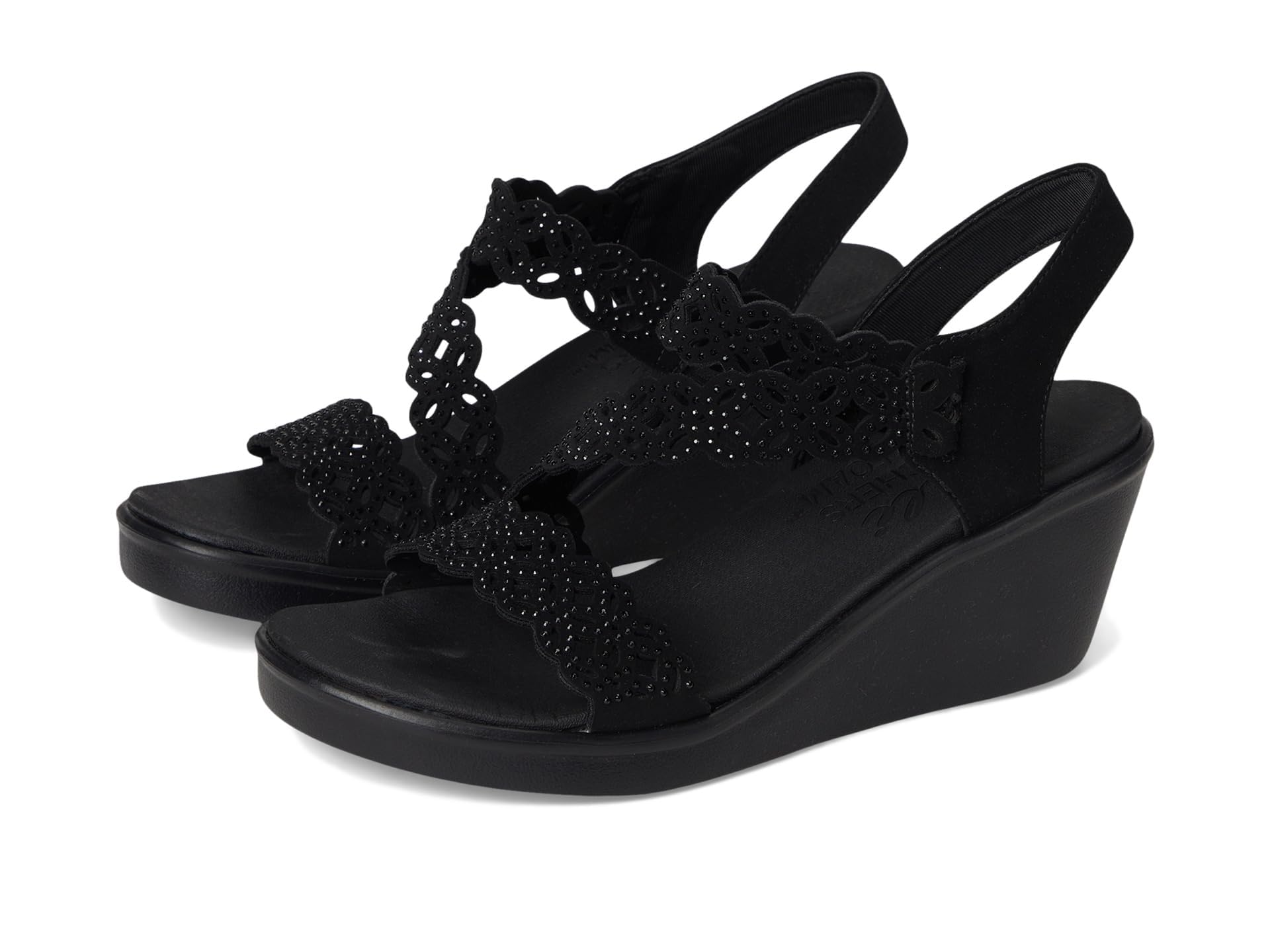 Skechers Women’s Rumble ON-SASSIER DayZ Wedge Sandal, Black/Black, 5