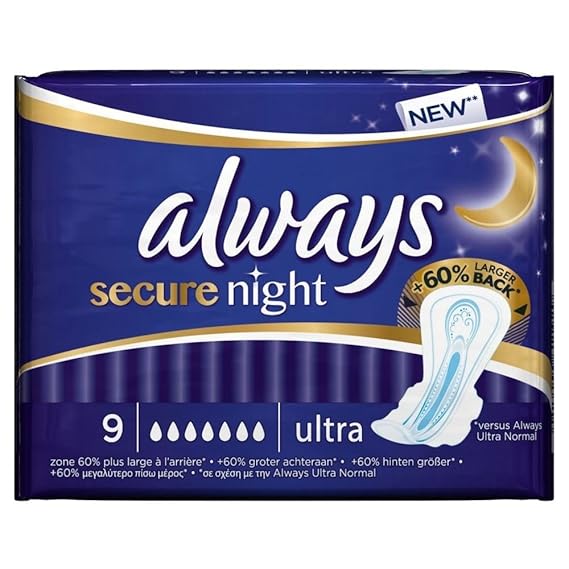 Always Secure Night Ultra Pads with Wings (9) Amazon.co.uk Grocery